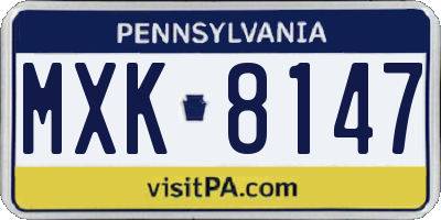 PA license plate MXK8147
