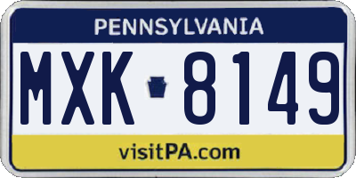 PA license plate MXK8149