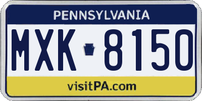 PA license plate MXK8150