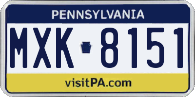 PA license plate MXK8151