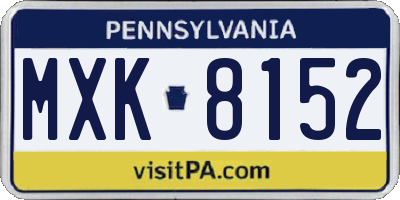 PA license plate MXK8152