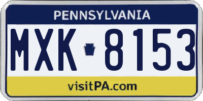 PA license plate MXK8153