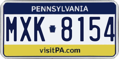 PA license plate MXK8154