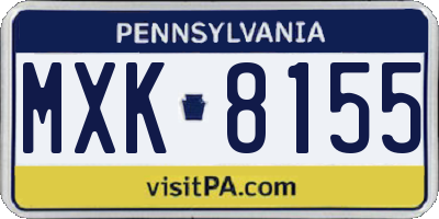 PA license plate MXK8155