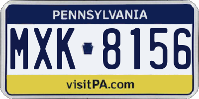 PA license plate MXK8156