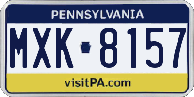PA license plate MXK8157