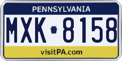 PA license plate MXK8158