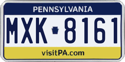 PA license plate MXK8161