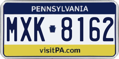 PA license plate MXK8162