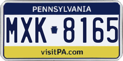 PA license plate MXK8165