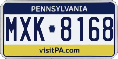 PA license plate MXK8168