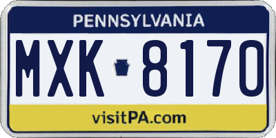 PA license plate MXK8170