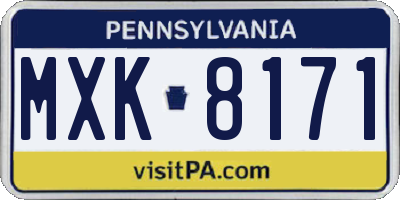 PA license plate MXK8171