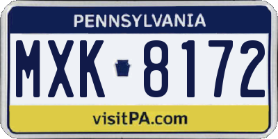 PA license plate MXK8172