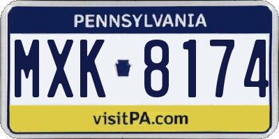PA license plate MXK8174