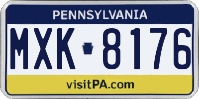 PA license plate MXK8176