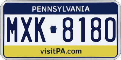 PA license plate MXK8180