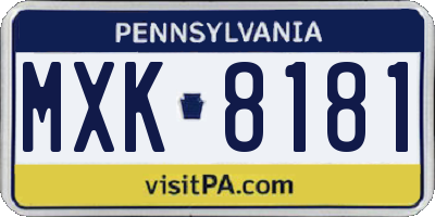 PA license plate MXK8181
