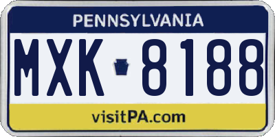 PA license plate MXK8188