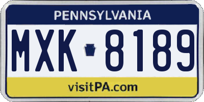 PA license plate MXK8189