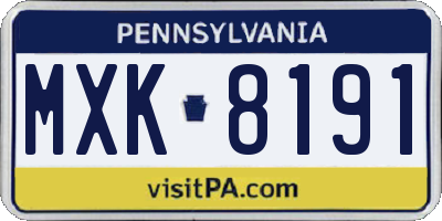 PA license plate MXK8191