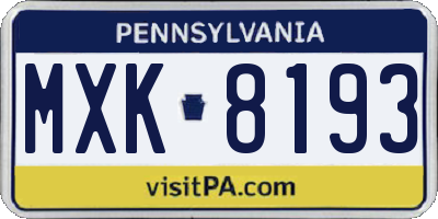 PA license plate MXK8193