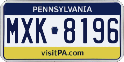 PA license plate MXK8196