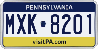 PA license plate MXK8201