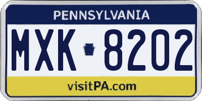 PA license plate MXK8202