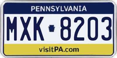 PA license plate MXK8203