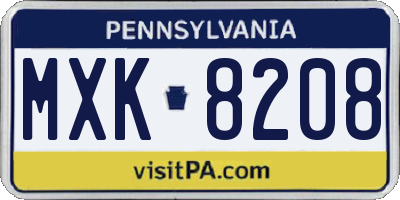 PA license plate MXK8208