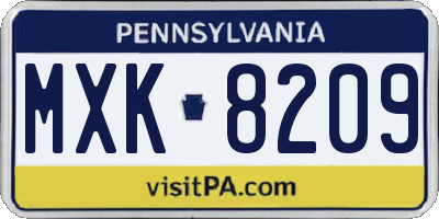 PA license plate MXK8209