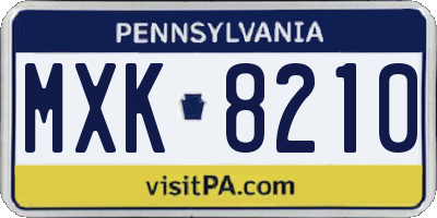 PA license plate MXK8210