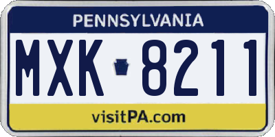 PA license plate MXK8211