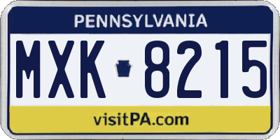 PA license plate MXK8215