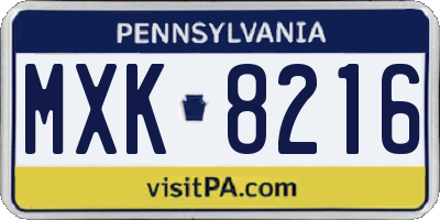 PA license plate MXK8216