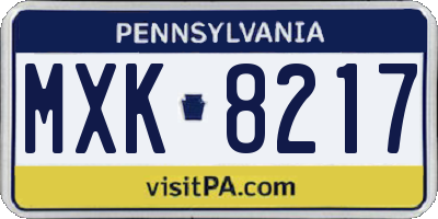 PA license plate MXK8217