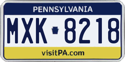 PA license plate MXK8218