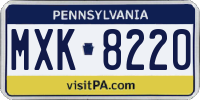 PA license plate MXK8220