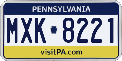 PA license plate MXK8221