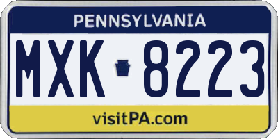 PA license plate MXK8223