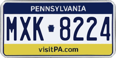 PA license plate MXK8224