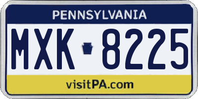 PA license plate MXK8225