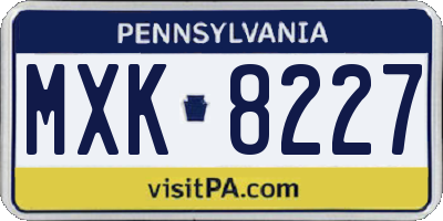 PA license plate MXK8227