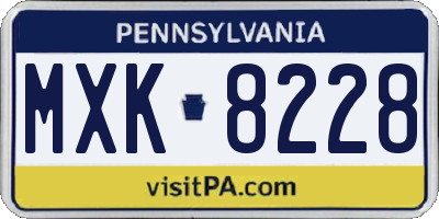 PA license plate MXK8228