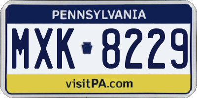 PA license plate MXK8229