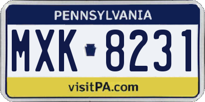 PA license plate MXK8231