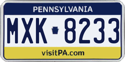 PA license plate MXK8233