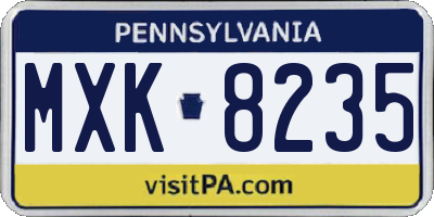 PA license plate MXK8235