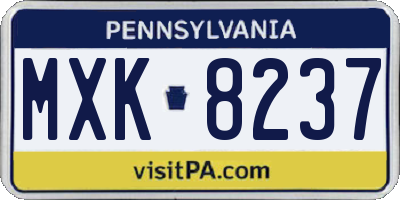 PA license plate MXK8237
